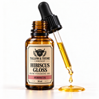 Hibiscus Gloss Hair Finishing Oil 30ml with amber glass dropper bottle