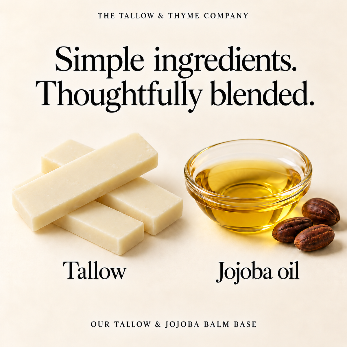Our tallow and jojoba oil balm base — The Tallow & Thyme Company